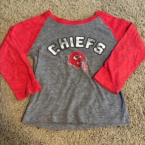 NFL Kids Gray & Red Chiefs Raglan Long Sleeve Tee